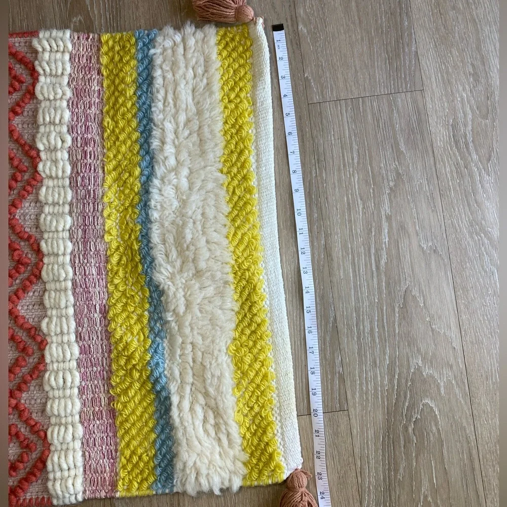 Colorful Striped Bohemian Chunky Knit Rug (~2x3 Feet)
